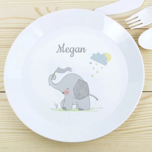 Personalised Hessian Elephant Plastic Plate 3 Personalised Hessian Elephant Plastic Plate - Image 3