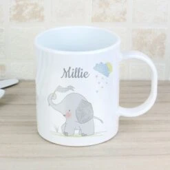 Personalised Hessian Elephant Plastic Mug -PERSONALISE STORE p0813a32 2