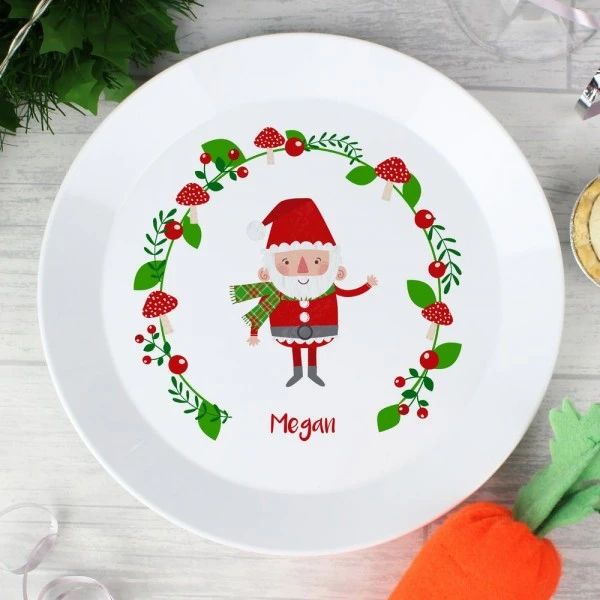 Personalised Christmas Toadstool Santa Plastic Plate 1 Personalised Christmas Toadstool Santa Plastic Plate