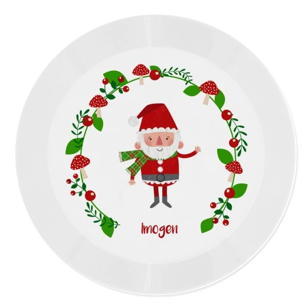 Personalised Christmas Toadstool Santa Plastic Plate 2 Personalised Christmas Toadstool Santa Plastic Plate - Image 2