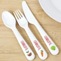 Personalised "First Christmas Dinner" 3 Piece Plastic Cutlery Set