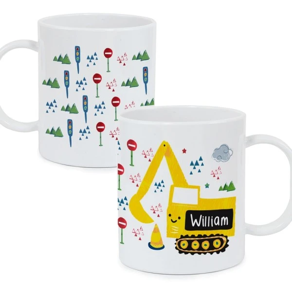 Personalised Digger Plastic Mug 2 Personalised Digger Plastic Mug - Image 2