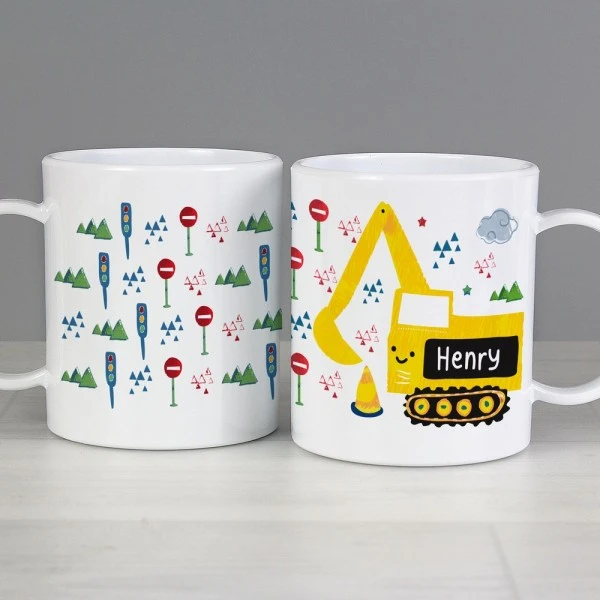 Personalised Digger Plastic Mug 3 Personalised Digger Plastic Mug - Image 3