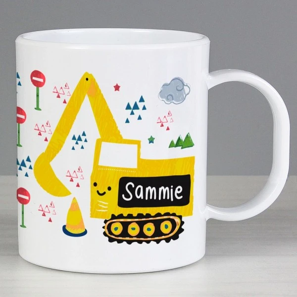 Personalised Digger Plastic Mug 4 Personalised Digger Plastic Mug - Image 4