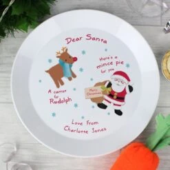 Personalised Santa And Rudolph Christmas Eve Mince Pie Plastic Plate -PERSONALISE STORE p0813b02 2