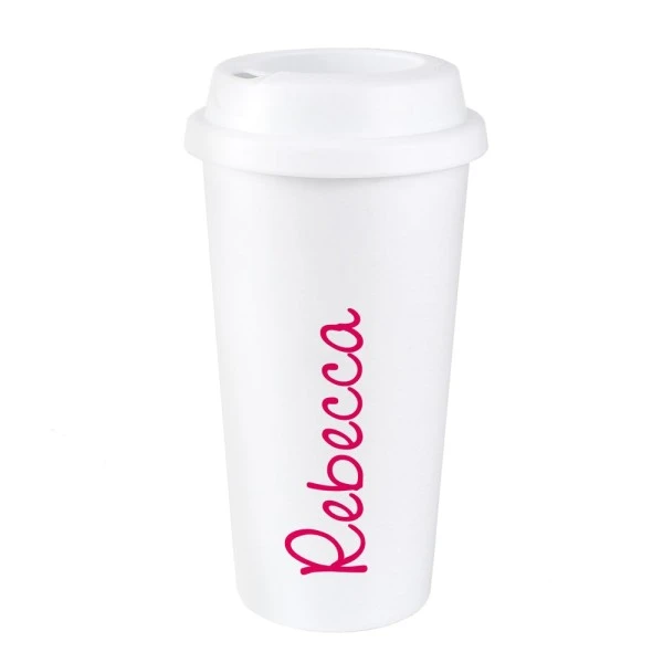 Personalised Pink Name Insulated Reusable Eco Travel Cup 2 Personalised Pink Name Insulated Reusable Eco Travel Cup - Image 2