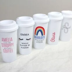 Personalised Pink Name Insulated Reusable Eco Travel Cup 7 Personalised Pink Name Insulated Reusable Eco Travel Cup -PERSONALISE STORE p0813b05 3