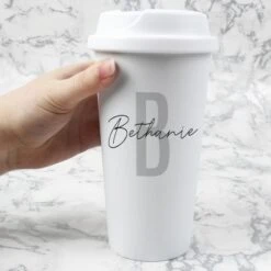 Personalised Initial & Name Insulated Reusable Eco Travel Cup 7 Personalised Initial & Name Insulated Reusable Eco Travel Cup -PERSONALISE STORE p0813b06 2