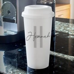 Personalised Initial & Name Insulated Reusable Eco Travel Cup 8 Personalised Initial & Name Insulated Reusable Eco Travel Cup -PERSONALISE STORE p0813b06 3