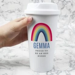 Personalised Rainbow Insulated Reusable Eco Travel Cup -PERSONALISE STORE p0813b12 2
