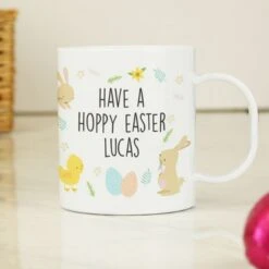 Personalised Easter Bunny & Chick Plastic Mug -PERSONALISE STORE p0813b27 2