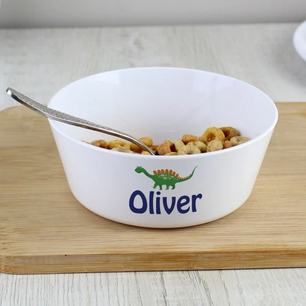 Personalised Dinosaur Plastic Bowl 1 Personalised Dinosaur Plastic Bowl