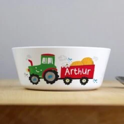 Personalised Tractor Plastic Bowl 8 Personalised Tractor Plastic Bowl -PERSONALISE STORE p0813b31 3
