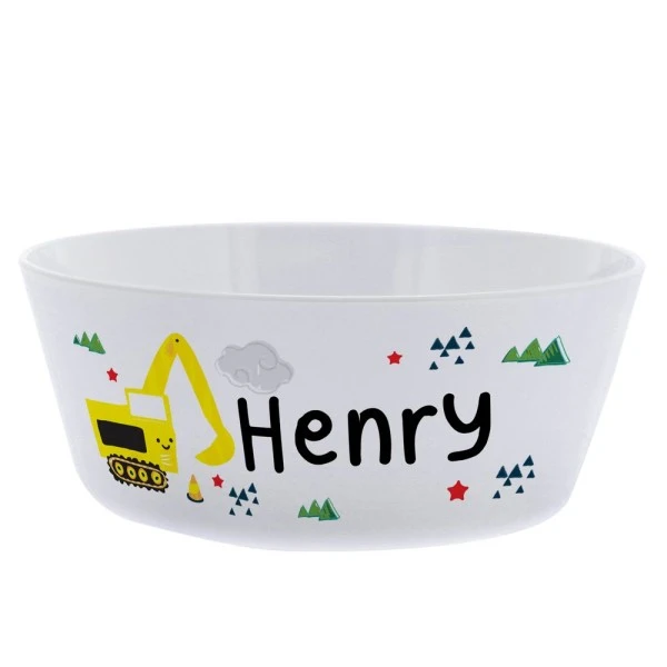Personalised Digger Plastic Bowl 2 Personalised Digger Plastic Bowl - Image 2