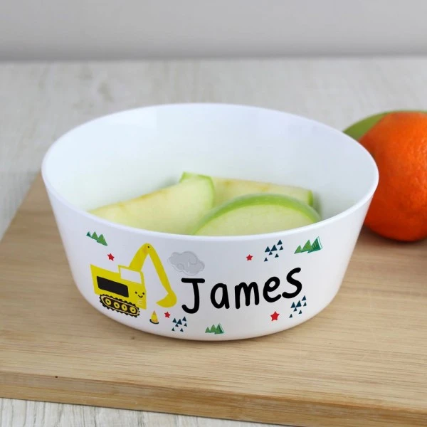 Personalised Digger Plastic Bowl 3 Personalised Digger Plastic Bowl - Image 3
