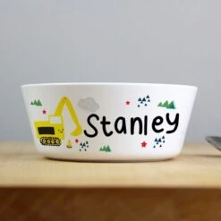 Personalised Digger Plastic Bowl 8 Personalised Digger Plastic Bowl -PERSONALISE STORE p0813b32 3