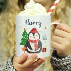 Personalised Christmas Penguin Plastic Mug -PERSONALISE STORE p0813b43 2