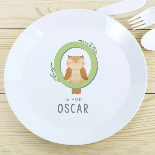 Personalised Animal Alphabet Plastic Plate 1 Personalised Animal Alphabet Plastic Plate
