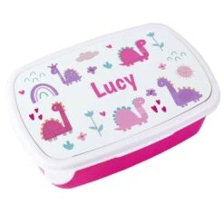 Personalised Girly Dinosaurs Name Only Pink Lunch Box -PERSONALISE STORE p0813b66 4