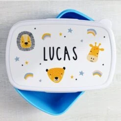 Personalised Safari Animals Name Only Blue Lunch Box -PERSONALISE STORE p0813b69 6