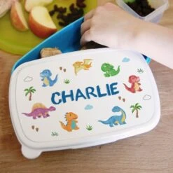 Personalised Dinosaur Name Only Blue Lunch Box -PERSONALISE STORE p0813b70 2