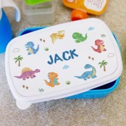 Personalised Dinosaur Name Only Blue Lunch Box -PERSONALISE STORE p0813b70 5