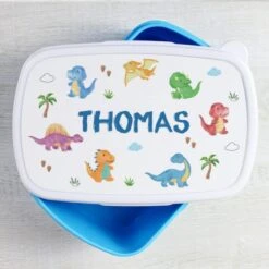 Personalised Dinosaur Name Only Blue Lunch Box -PERSONALISE STORE p0813b70 6