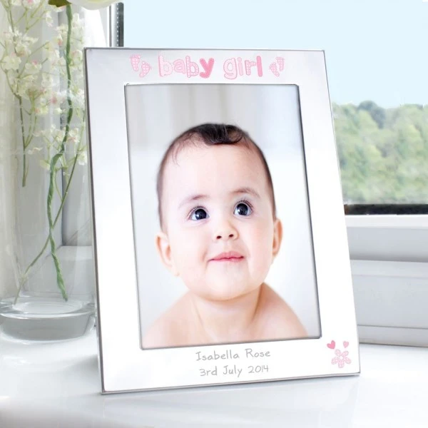 Personalised Silver 5x7 Baby Girl Photo Frame 1 Personalised Silver 5x7 Baby Girl Photo Frame