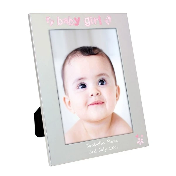 Personalised Silver 5x7 Baby Girl Photo Frame 2 Personalised Silver 5x7 Baby Girl Photo Frame - Image 2