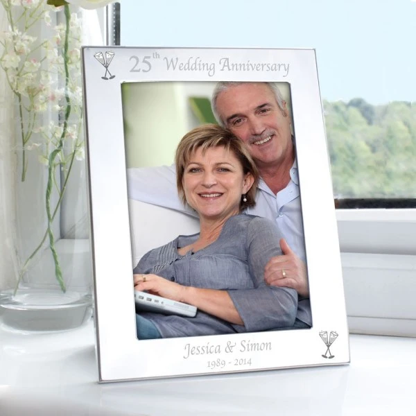 Personalised Silver 5x7 25th Wedding Anniversary Photo Frame 1 Personalised Silver 5x7 25th Wedding Anniversary Photo Frame