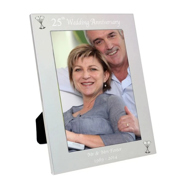 Personalised Silver 5x7 25th Wedding Anniversary Photo Frame 2 Personalised Silver 5x7 25th Wedding Anniversary Photo Frame - Image 2