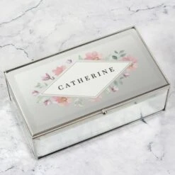 Personalised Floral Watercolour Mirrored Jewellery Box 8 Personalised Floral Watercolour Mirrored Jewellery Box -PERSONALISE STORE p100246 2