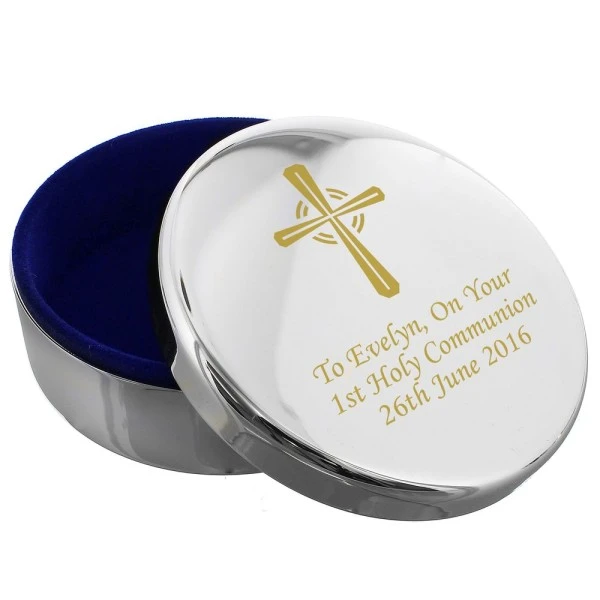 Personalised Gold Cross Trinket Box - Ideal For Rosary Beads 2 Personalised Gold Cross Trinket Box - Ideal For Rosary Beads - Image 2
