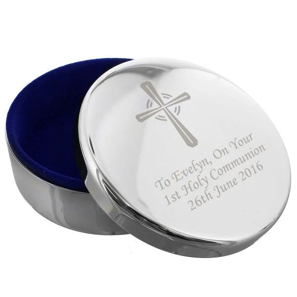 Personalised Silver Cross Trinket Box - Ideal For Rosary Beads 2 Personalised Silver Cross Trinket Box - Ideal For Rosary Beads - Image 2