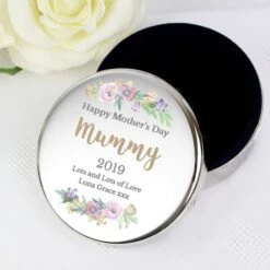 Personalised Floral Watercolour Round Trinket Box -PERSONALISE STORE p100474 2