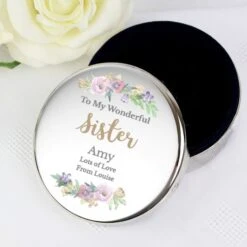 Personalised Floral Watercolour Round Trinket Box -PERSONALISE STORE p100474 4