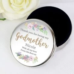 Personalised Godmother "Floral Watercolour" Round Trinket Box -PERSONALISE STORE p100475 3