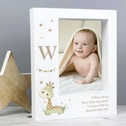 Personalised Hessian Giraffe 5x7 Box Photo Frame -PERSONALISE STORE p100477 2