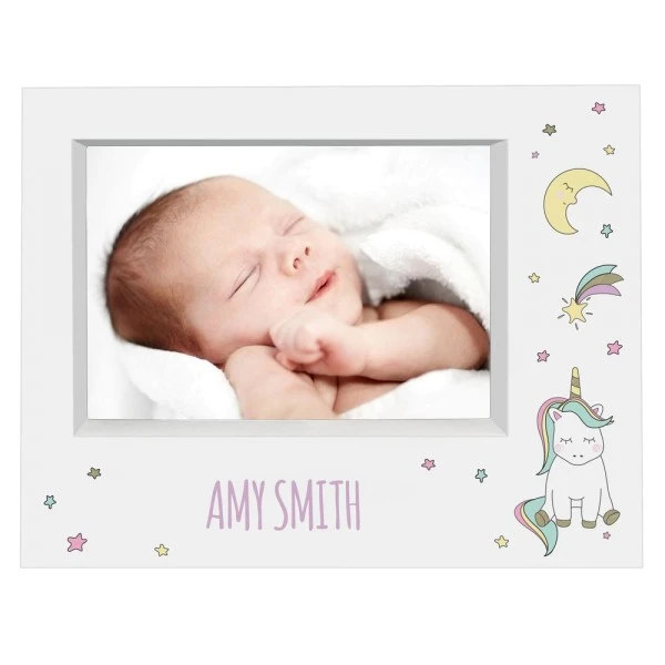 Personalised Baby Unicorn 5x7 Landscape Box Photo Frame 2 Personalised Baby Unicorn 5x7 Landscape Box Photo Frame - Image 2