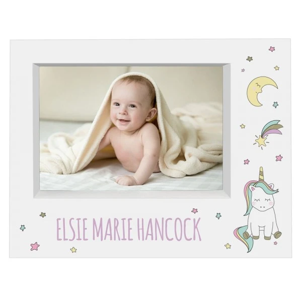 Personalised Baby Unicorn 5x7 Landscape Box Photo Frame 4 Personalised Baby Unicorn 5x7 Landscape Box Photo Frame - Image 4