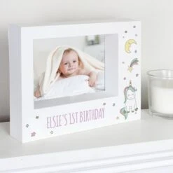 Personalised Baby Unicorn 5x7 Landscape Box Photo Frame 12 Personalised Baby Unicorn 5x7 Landscape Box Photo Frame -PERSONALISE STORE p100480 5