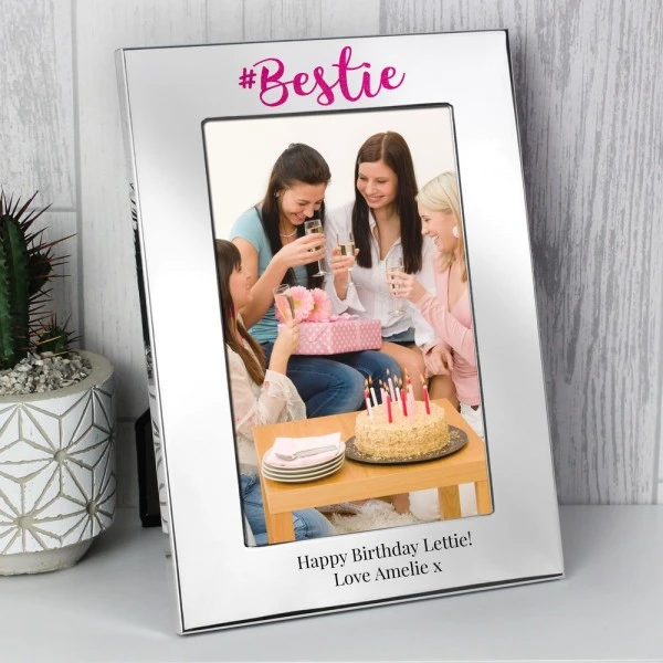Personalised #Bestie 6x4 Silver Photo Frame 3 Personalised #Bestie 6x4 Silver Photo Frame - Image 3