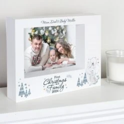 Personalised Polar Bear "1st Christmas As A Family" 5x7 Box Photo Frame