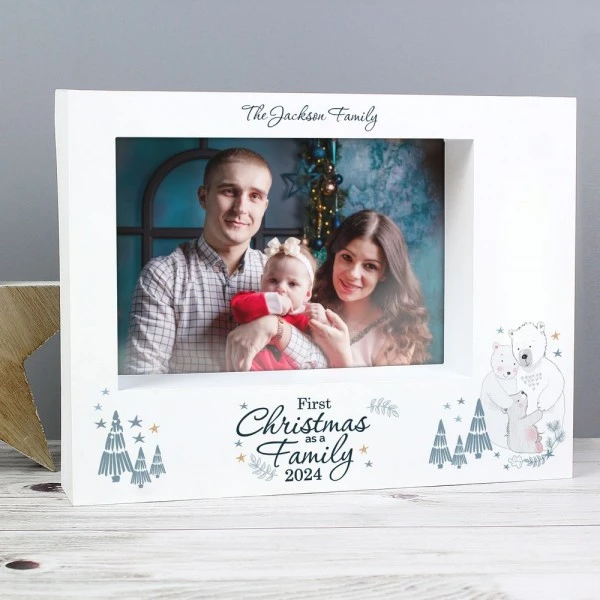 Personalised Polar Bear "1st Christmas As A Family" 5x7 Box Photo Frame 3 Personalised Polar Bear "1st Christmas As A Family" 5x7 Box Photo Frame - Image 3