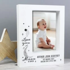 Personalised Baby To The Moon And Back 5x7 Box Photo Frame