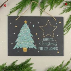 Personalised Christmas Chalk Countdown Hanging Large Slate Sign -PERSONALISE STORE p100507 2