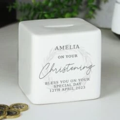 Personalised Christening Ceramic Square Money Box -PERSONALISE STORE p100512 5