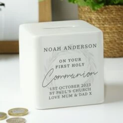 Personalised First Holy Communion Ceramic Square Money Box 9 Personalised First Holy Communion Ceramic Square Money Box -PERSONALISE STORE p100513 2