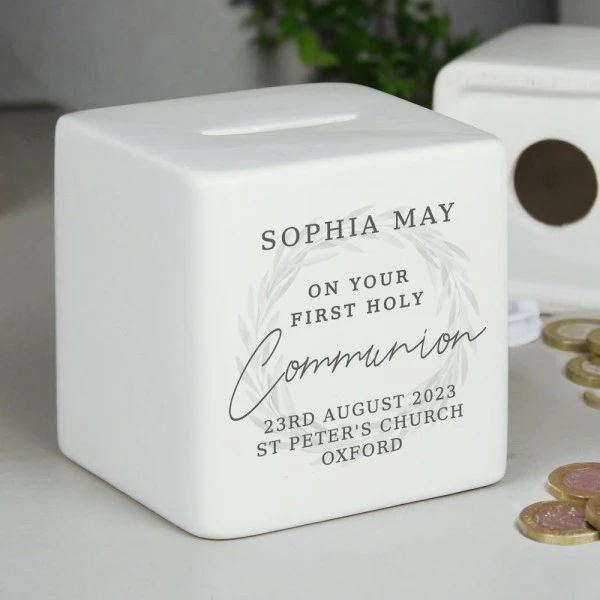 Personalised First Holy Communion Ceramic Square Money Box 4 Personalised First Holy Communion Ceramic Square Money Box - Image 4
