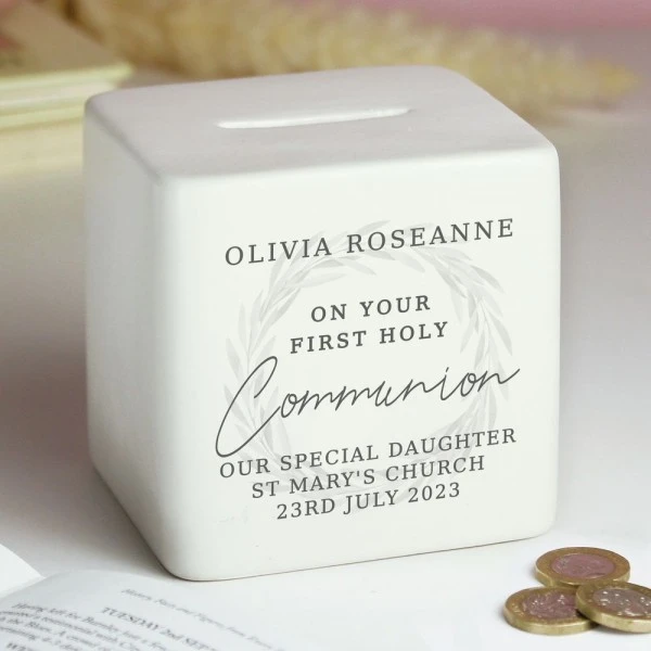 Personalised First Holy Communion Ceramic Square Money Box 7 Personalised First Holy Communion Ceramic Square Money Box - Image 7